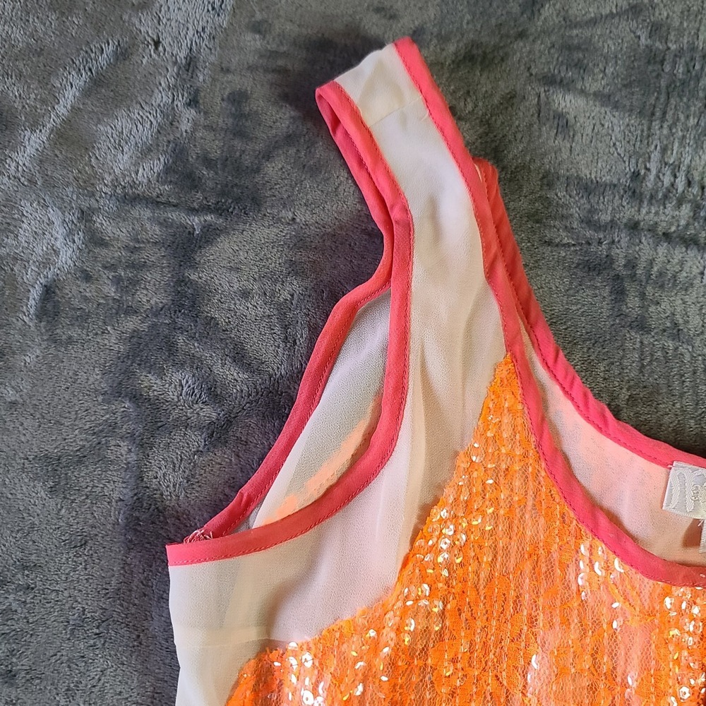 *NWT* MISS ME Lace Layered Orange Sleeveless Tank Women's  Top Size L - Picture 6 of 12
